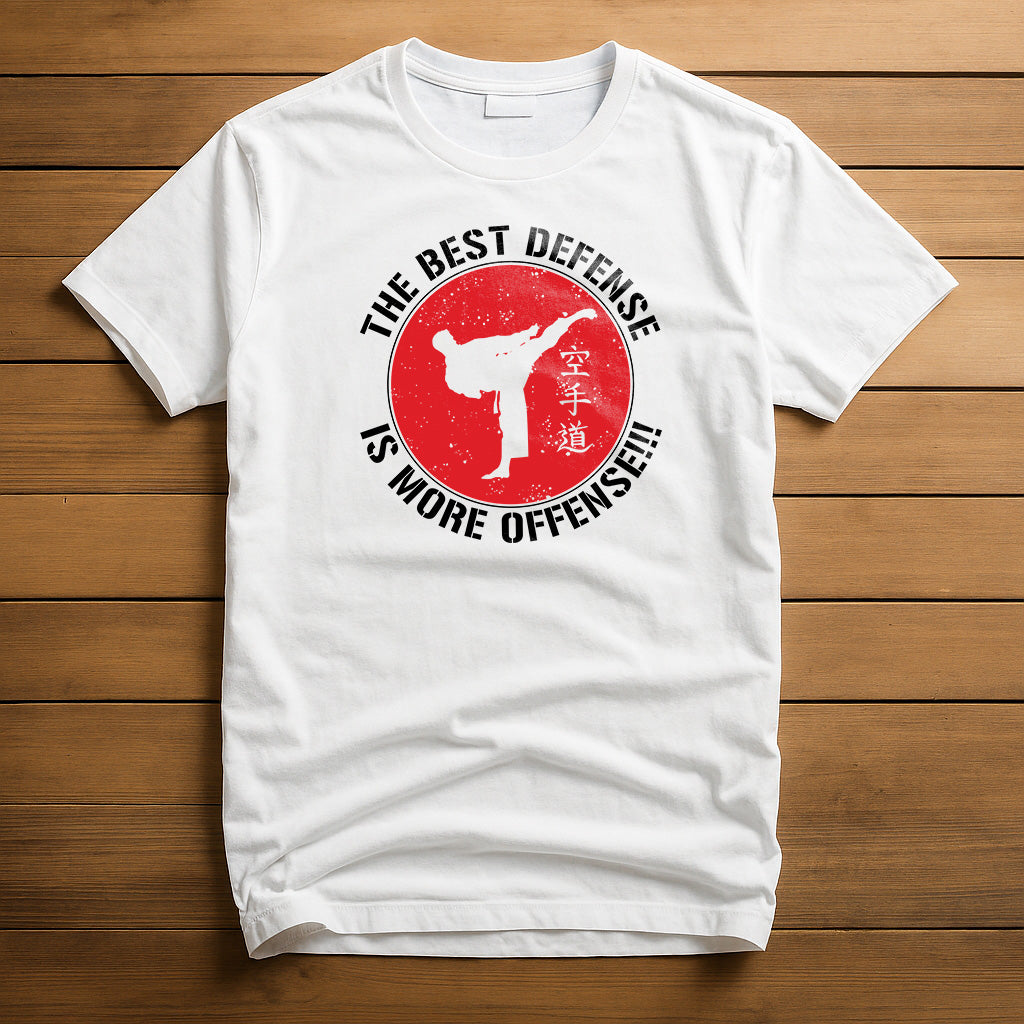 Best Defense is More Offense T-Shirt | Cobra Kai Karate Tribute