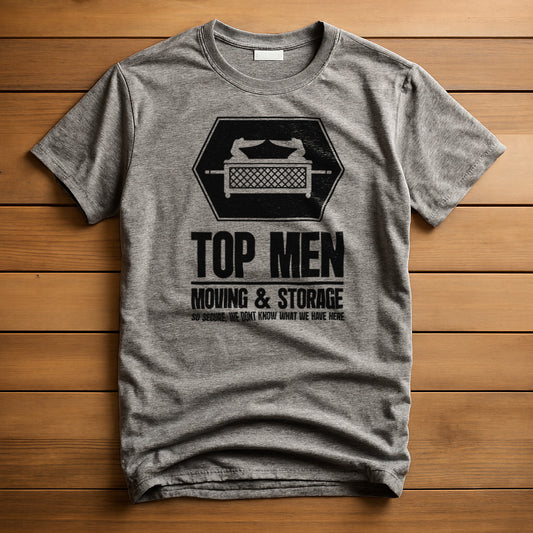 Top Men Moving and Storage T-Shirt | Indiana Jones Parody Tee