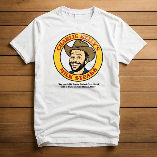 Charlie Kelly’s Milk Steak Co. T-Shirt | Always Sunny in Philadelphia Parody Tee