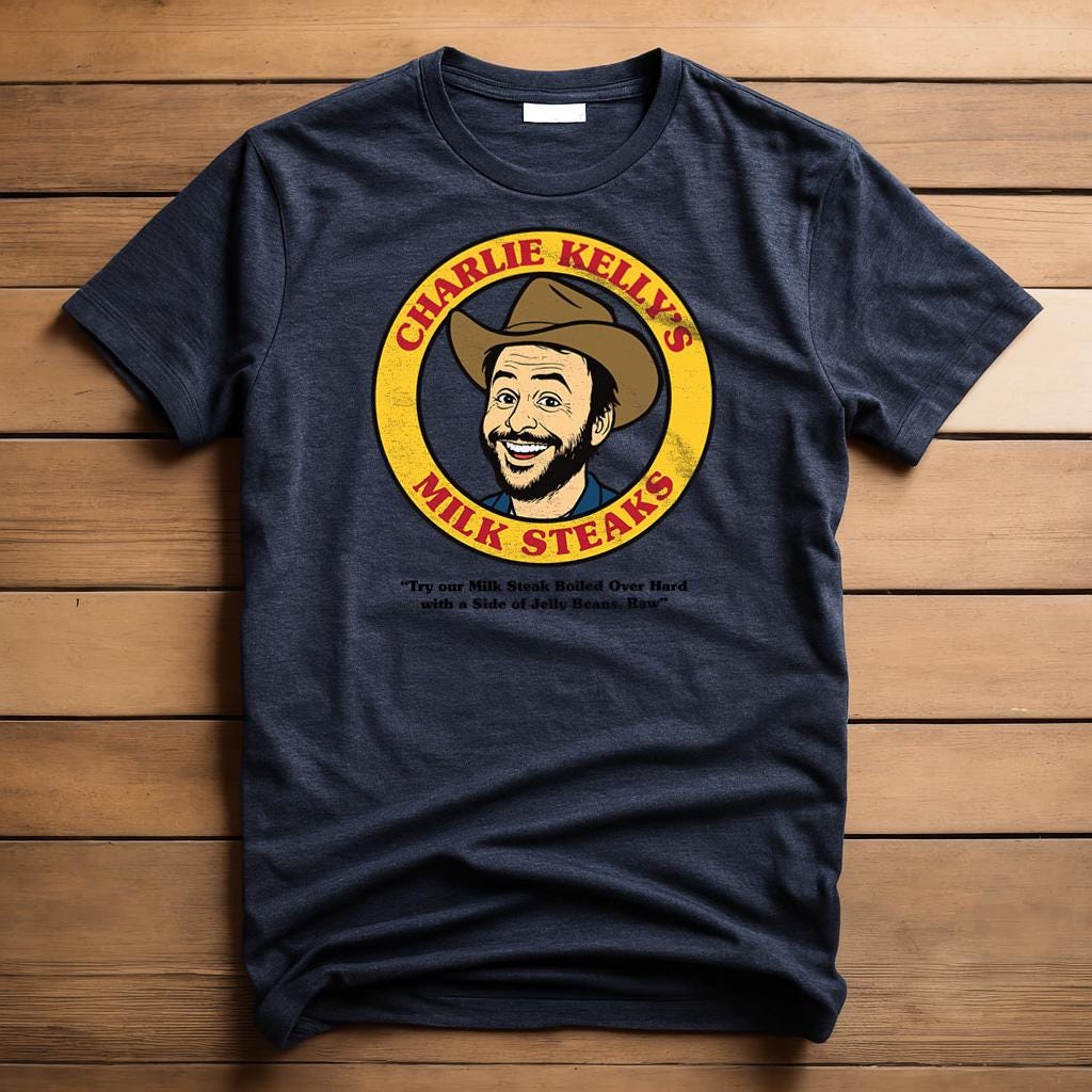Charlie Kelly’s Milk Steak Co. T-Shirt | Always Sunny in Philadelphia Parody Tee