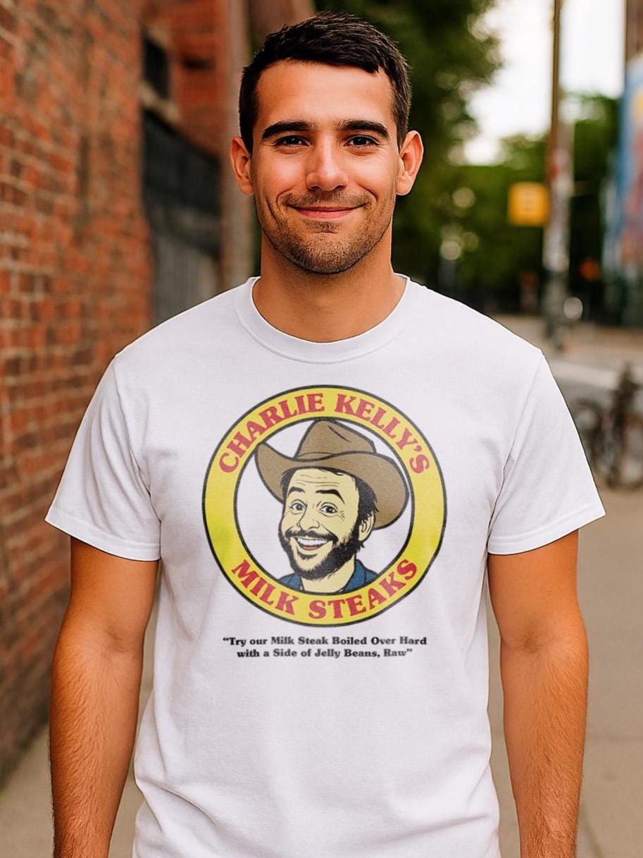 Charlie Kelly’s Milk Steak Co. T-Shirt | Always Sunny in Philadelphia Parody Tee